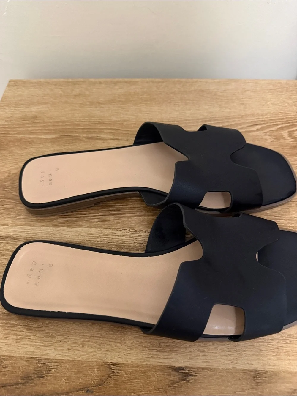 a new day Black Slide Sandals with Cutout Strap